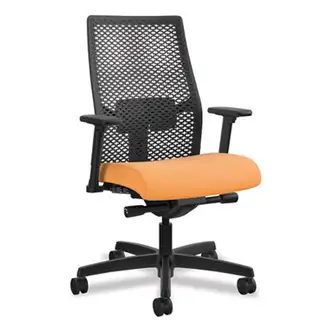 Ignition 2.0 Reactiv Mid-Back Task Chair, 17" to 22" Seat Height, Apricot Fabric Seat, Black Back, Black Base