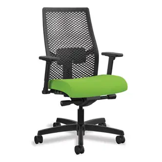 Ignition 2.0 Reactiv Mid-Back Task Chair, 17" to 22" Seat Height, Pear Fabric Seat, Black Back, Black Base