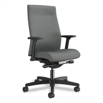Ignition 2.0 Upholstered Mid-Back Task Chair With Lumbar, Supports 300lb, 17" to 22" Seat Height, Frost Seat/Back, Black Base