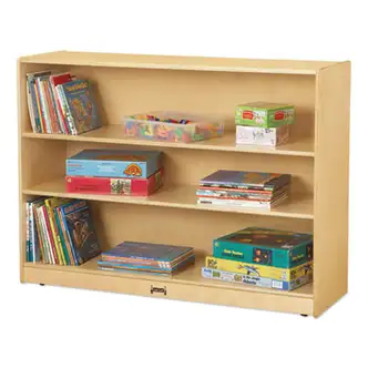 Adjustable Mobile Straight-Shelves, Super-Sized, 48w x 15d x 35.5h, Birch