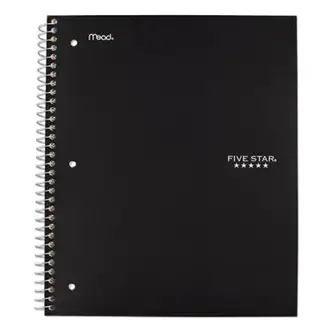 Wirebound Notebook with Two Pockets, 1-Subject, Medium/College Rule, Black Cover, (100) 11 x 8.5 Sheets