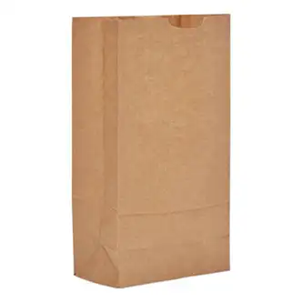 Grocery Paper Bags, 35 lb Capacity, #10, 6.31" x 4.19" x 13.38", Kraft, 500 Bags