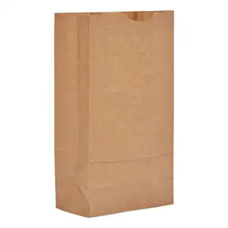 Grocery Paper Bags, 57 lb Capacity, #10, 6.31" x 4.19" x 13.38", Kraft, 500 Bags