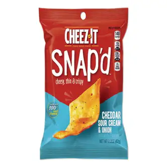 Cheez-it Snap'd Crackers, Cheddar Sour Cream and Onion, 2.2 oz Pouch, 6/Pack