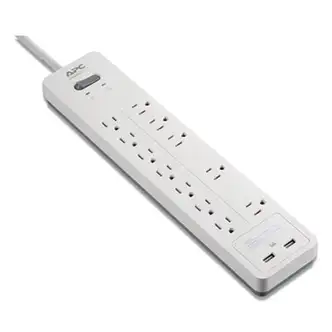 Home Office SurgeArrest Power Surge Protector, 12 AC Outlets/2 USB Ports, 6 ft Cord, 2,160 J, White