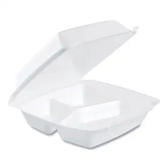 Foam Hinged Lid Containers, 3-Compartment, 8.38 x 7.78 x 3.25, 200/Carton