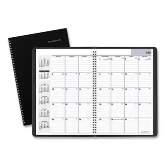 DayMinder Monthly Planner, Academic Year, Ruled Blocks, 12 x 8, Black Cover, 14-Month (July to Aug): 2024 to 2025