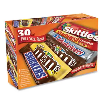 Full-Size Candy Bars Variety Pack, Assorted, 30/Box, Ships in 1-3 Business Days