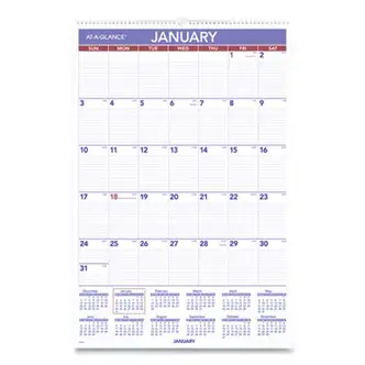 Monthly Wall Calendar with Ruled Daily Blocks, 20 x 30, White Sheets, 12-Month (Jan to Dec): 2024