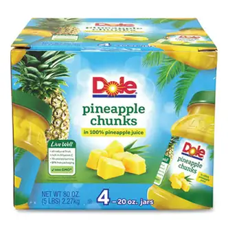 Pineapple Chunks in 100% Juice, 20 oz Jar, 4 Jars/Carton, Ships in 1-3 Business Days