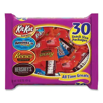 All Time Greats Milk Chocolate Variety Pack, 15.92 oz Bag, 30 Pieces/Bag, 2 Bags/Pack, Ships in 1-3 Business Days