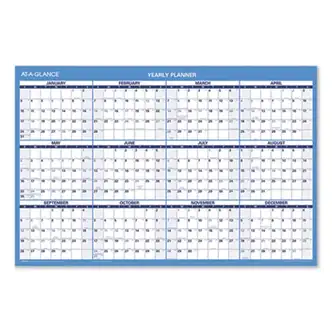 Horizontal Reversible/Erasable Wall Planner, 36 x 24, White/Blue Sheets, 12-Month (Jan to Dec): 2024