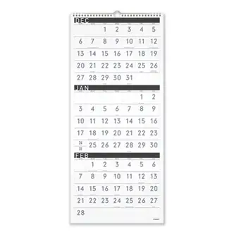 Three-Month Reference Wall Calendar, Contemporary Artwork/Formatting, 12 x 27, White Sheets, 15-Month (Dec-Feb): 2023 to 2025