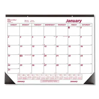 Monthly Desk Pad Calendar, 22 x 17, White/Burgundy Sheets, Black Binding, Black Corners, 12-Month (Jan to Dec): 2024