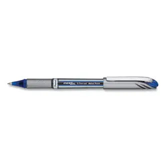 EnerGel NV Gel Pen, Stick, Medium 0.7 mm, Blue Ink, Gray/Black/Blue Barrel, Dozen
