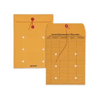 Brown Kraft String/Button Interoffice Envelope, #90, One-Sided Five-Column Format, 31-Entries, 9 x 12, Brown Kraft, 100/CT