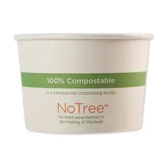 No Tree Paper Bowls, 8 oz, 3.4" Diameter x 2.3"h, Natural, Sugarcane, 1,000/Carton