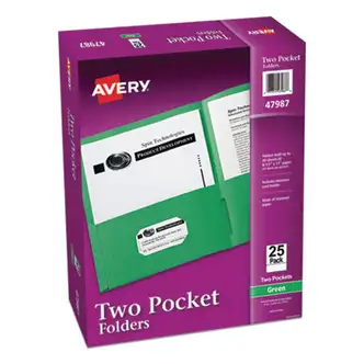 Two-Pocket Folder, 40-Sheet Capacity, 11 x 8.5, Green, 25/Box