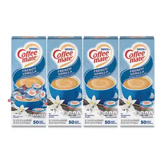Liquid Coffee Creamer, French Vanilla, 0.38 oz Mini Cups, 50/Box, 4 Boxes/Carton, 200 Total/Carton