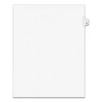 Preprinted Legal Exhibit Side Tab Index Dividers, Avery Style, 10-Tab, 4, 11 x 8.5, White, 25/Pack