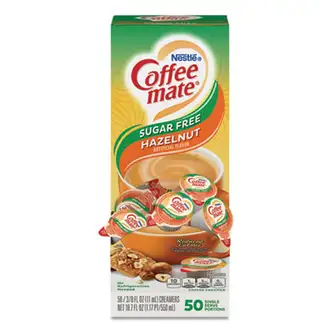 Liquid Coffee Creamer, Zero Sugar Hazelnut, 0.38 oz Mini Cups, 50/Box