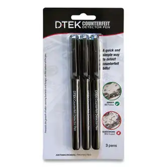DTEK Counterfeit Detector Pens, U.S. Currency, 3/Pack