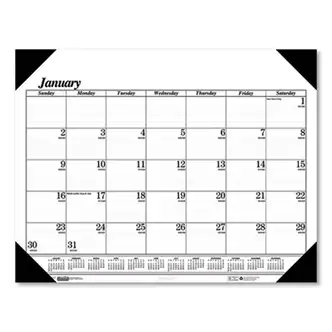 Recycled One-Color Dated Monthly Desk Pad Calendar, 18.5 x 13, White Sheets, Black Binding/Corners,12-Month (Jan-Dec): 2024