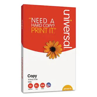 Copy Paper, 92 Bright, 20 lb Bond Weight, 11 x 17, White, 500 Sheets/Ream
