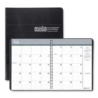 Academic Year 14-Month Recycled Ruled Monthly Planner, 11 x 8.5, Black Cover, 14-Month (July to Aug): 2024 to 2025