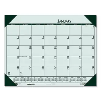 EcoTones Recycled Monthly Desk Pad Calendar, 22 x 17, Green-Tint/Woodland Green Sheets/Corners, 12-Month (Jan to Dec): 2024
