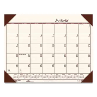 EcoTones Recycled Monthly Desk Pad Calendar, 22 x 17, Moonlight Cream Sheets, Brown Corners, 12-Month (Jan to Dec): 2024