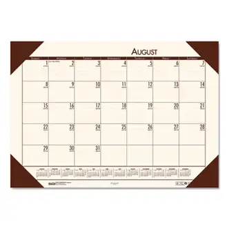 EcoTones Recycled Academic Desk Pad Calendar, 18.5 x 13, Cream Sheets, Brown Corners, 12-Month (Aug to July): 2024 to 2025