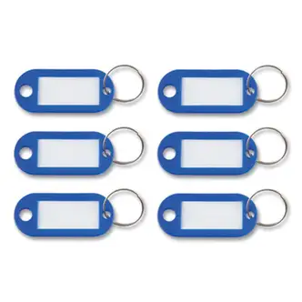 Key Tags Label Window, 0.88 x 0.19 x 2, Dark Blue, 6/Pack