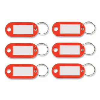 Key Tags Label Window, 0.88 x 0.19 x 2, Red, 6/Pack