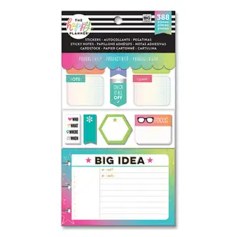 Productivity Multi Accessory Pack, 20 Double-Sided Pre-Punched Cards, 20 Half-Sheet Stickers, 3 Sticky Note Pads