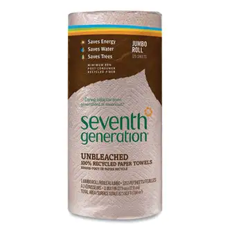 Natural Unbleached 100% Recycled Paper Kitchen Towel Rolls, 2-Ply, Individually Wrapped, 11 x 9, 120/Roll, 30 Rolls/Carton
