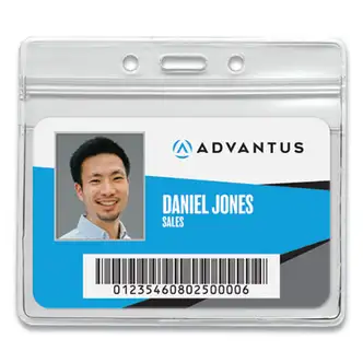 Resealable ID Badge Holders, Horizontal Orientation, Transparent Frost 4.13" x 3.75" Holder, 4" x 2.81" Insert, 50/Pack