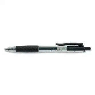 Comfort Grip Gel Pen, Retractable, Medium 0.7 mm, Black Ink, Clear/Black Barrel, Dozen