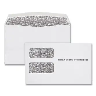 1099 Double Window Envelope, Commercial Flap, Gummed Closure, 5.63 x 9, White, 24/Pack