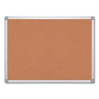 Earth Cork Board, 72 x 48, Tan Surface, Silver Aluminum Frame