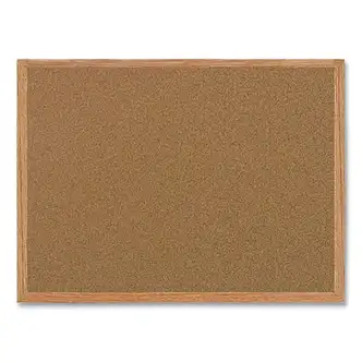 Value Cork Bulletin Board with Oak Frame, 24 x 36, Brown Surface, Oak Frame
