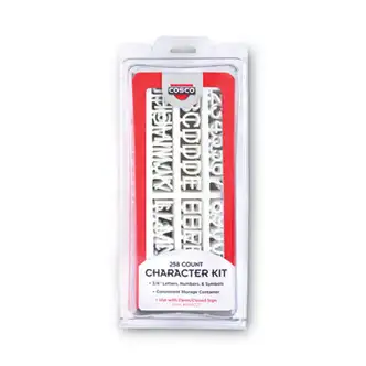 Character Kit, Letters, Numbers, Symbols, Helvetica, White, 0.75"h, 258 Pieces