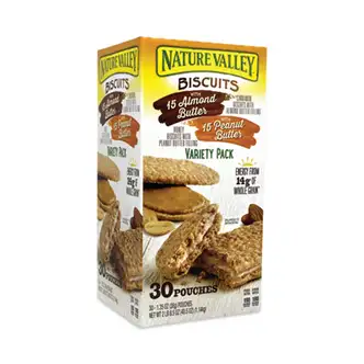 Biscuits, Cinnamon with Almond Butter/Honey with Peanut Butter, 1.35 oz Pouch, 30/Carton, Ships in 1-3 Business Days
