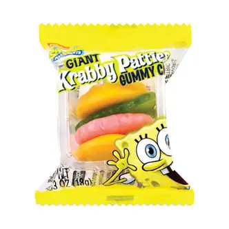 SpongeBob Squarepants Giant Krabby Patties Gummy Candy, 0.63 oz Pack, 36/Carton, Ships in 1-3 Business Days