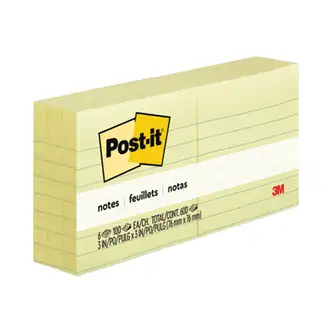 Original Pads in Canary Yellow, Note Ruled, 3" x 3", 100 Sheets/Pad, 6 Pads/Pack