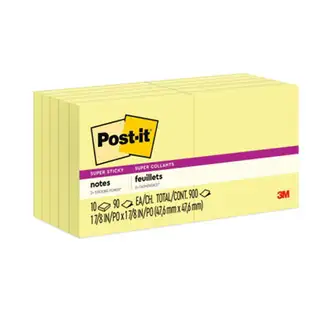Pads in Canary Yellow, 1.88" x 1.88", 90 Sheets/Pad, 10 Pads/Pack
