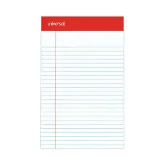 Perforated Ruled Writing Pads, Narrow Rule, Red Headband, 50 White 5 x 8 Sheets, Dozen