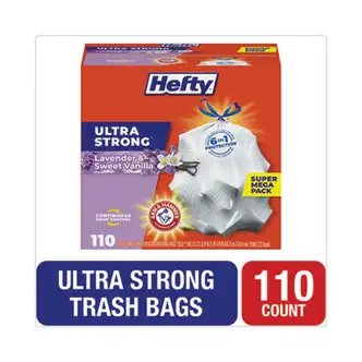 Ultra Strong Scented Tall White Kitchen Bags, 13 gal, 0.9 mil, 23.75" x 24.88", White, 110/Box
