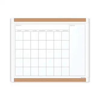 PINIT Magnetic Dry Erase Calendar with Plastic Frame, One-Month, 20 x 16, White Surface, White Plastic Frame
