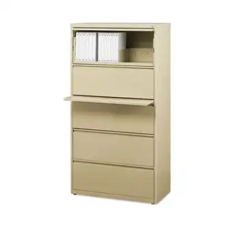 Lateral File Cabinet, 5 Letter/Legal/A4-Size File Drawers, Putty, 30 x 18.62 x 67.62